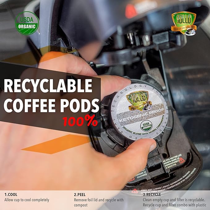 SOLLO KETO Dark Roast Infused Coffee Pods 0 g CARBS Coconut MCT Oil Compatible With 2.0 K-Cup Keurig Brewers 24 Ct