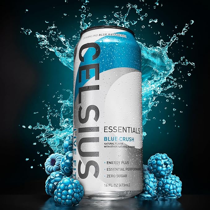 CELSIUS ESSENTIALS™ Sparkling Blue Crush Sugar Free Performance Energy Drink 16 Fl Oz (Pack of 12)
