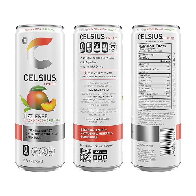 CELSIUS Fizz Free Variety Pack Sugar Free Energy Drink 12 Fl Oz (Pack of 12)