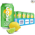 Cove Probiotic Soda Soft Drinks with Zero Sugar – Refreshing Functional Soda Alternative with Probiotics &amp Vitamin C – Naturally Flavored Caffeine-Free Sparkling Beverage - Lemon Lime 12 Pack