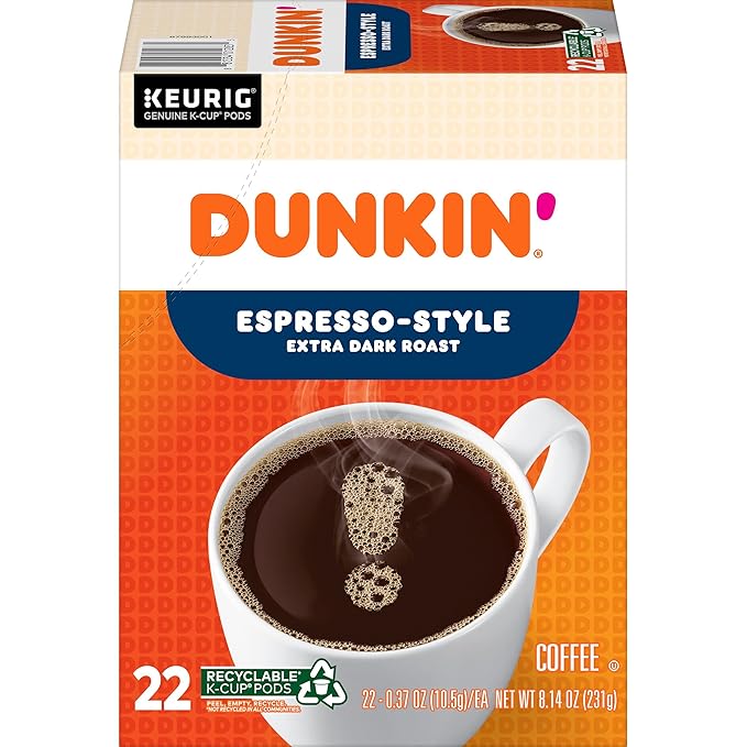 Dunkin' Espresso Style Extra Dark Roast Coffee 88 Keurig K-Cup Pods