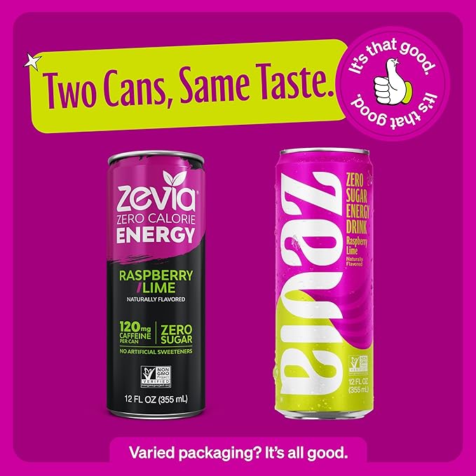 Zevia Zero Calorie Energy Drink 6-Flavor Essential Variety Pack All Flavors 12 Ounce Cans (Pack of 12)