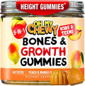 Height Growth Vitamin Gummies for Kids &amp Teens - Growing Up and Bones Support for Supplement with Calcium Zinc Vitamin D3 K2 Spirulina and Astragalus – Peach &amp Mango 60 CT