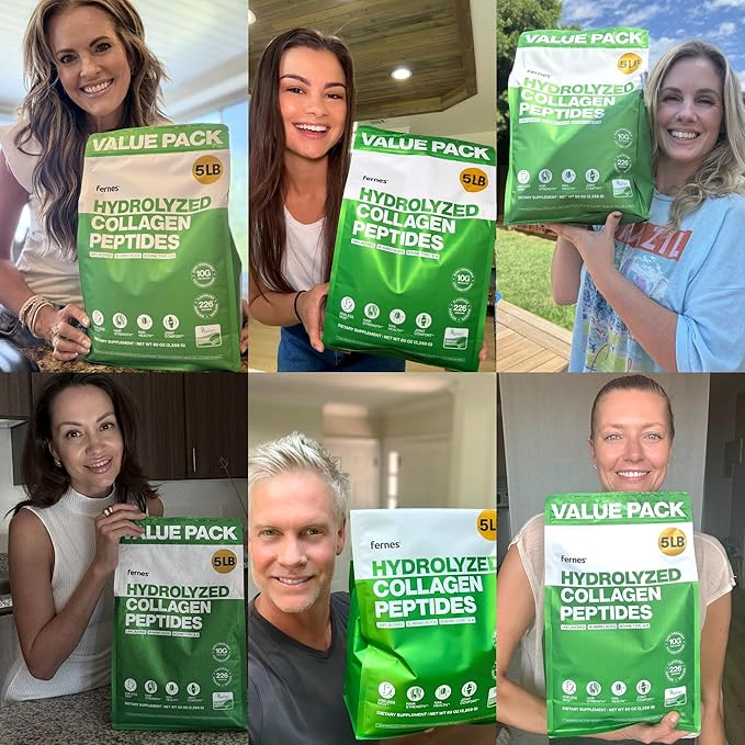Collagen Powder for Women Men (5LB) Type I &amp III Flavorless &amp Odorless Easy-Mix Hydrolyzed Peptan Protein Peptides Joint Hair Skin &amp Nail Support Gluten-Free Non-GMO Keto Paleo Grass-Fed K