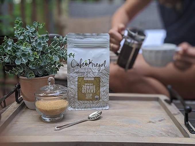 Cafe Kreyol Organic Zombie Desert | 5 lb - Haitian Blue Medium Roast Coffee - Whole Bean – Low Acidity Creamy Body &amp Hazelnuts with a Smooth Finish USDA Certified Organic