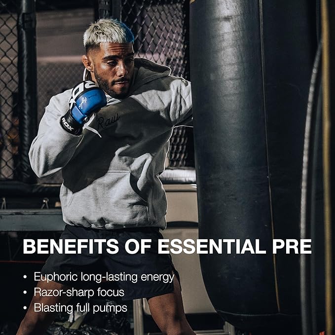 RAW Essential Pre-Workout Powder (Sour Watermelon) - Chris Bumstead Sports Nutrition Supplement for Men &amp Women - Preworkout Energy Powder with Caffeine L-Citrulline &amp Beta Alanine Blend - 2-