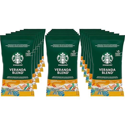 Starbucks SBK11020676 Premium Blonde Roast Ground Coffee 2.5oz (Pack of 18) Packaging may vary