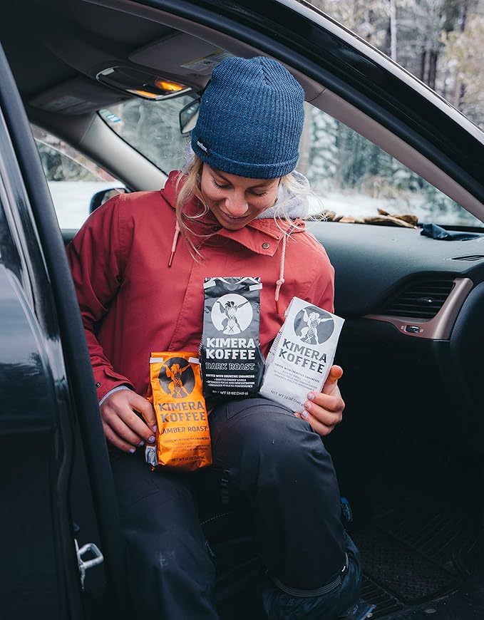 Kimera Koffee - Organic Honey Processed Light Roast Ground Coffee | Amber Blend | Infused with Brain Vitamins |Taurine Alpha GPC DMAE and L-theanine | Enhance Cognitive Stamina | Optimize Focus &am