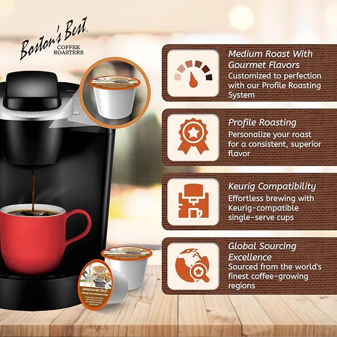 Boston’s Best - Jamaican Me Crazy Flavored Coffee Delicious Gourmet Compatible with Keurig Coffee Maker 1 Count (144 Single Serve Cups)