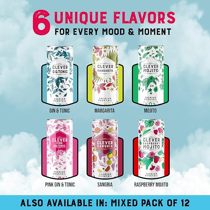 CLEVER - Margarita Mix Sugar-Free Nonalcoholic Mocktails Zero Calorie Drinks Mocktails Non-alcoholic Drinks for Any Occasion Pack of 12 Margarita Mixer (12 oz Ea)