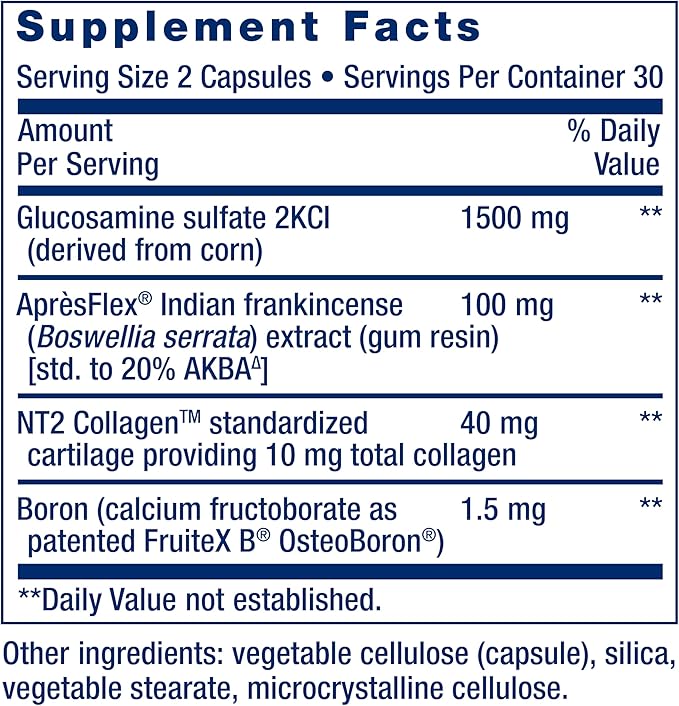 Life Extension ArthroMax® Advanced NT2 Collagen™ &amp AprèsFlex® glucosamine sulfate Boswellia (Indian Frankincense) Joint Health Mobility Gluten-Free Non-GMO 60 Capsules