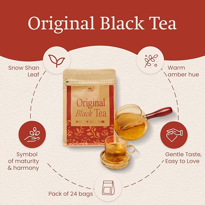 ANNHI TEA Original Black Tea - 24 Individually Wrapped Tea Bags Loose Leaf Smooth Flavourful &amp Robust with Notes of Honey Enjoy Hot or Iced Natural Vietnamese Tea Pack