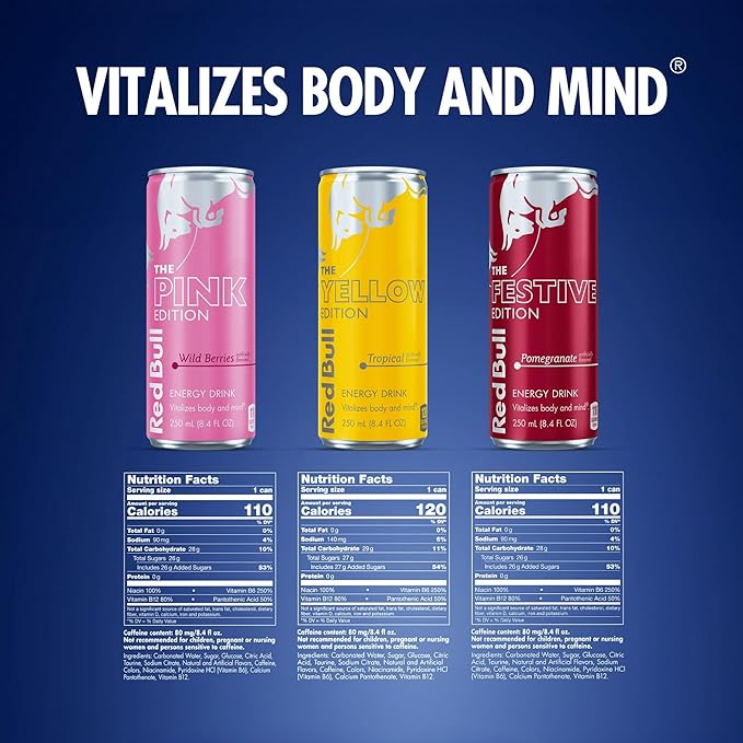 Red Bull Energy Drink Variety 2025 Advent Calendar Pack with 80mg Caffeine Taurine &amp B Vitamins 8.4 fl. oz. - 24 Cans