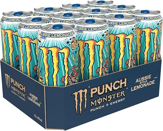 Monster Punch + Energy Aussie Style Lemonade Energy Drink 473 mL Cans 12 Pack