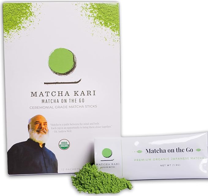 Matcha Green Tea Powder Single Serving Sticks Dr. Weil's Ceremonial Organic Matcha Powder Singles Packets - Individual Matcha Tea Packets (12)