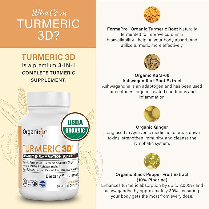 Organixx Clean Sourced Collagens (20 Servings) &amp Turmeric 3D (60 Caps) Bundle Collagen Protein Organic Turmeric Ginger &amp Ashwagandha Supports Joints Skin Hair Nails &amp Immune Health