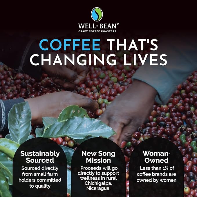 Well-Bean Coffee - Jubilation Blend Coffee Beans Colombian and Nicaraguan Whole Bean Coffee Gluten-Free Vegan Keto Coffee Beans Whole Medium Roasted Coffee 2 lb