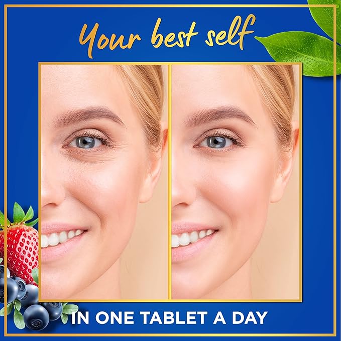 Vegan Collagen for Women and Men Supplements - Vitamin C Biotin Amino Acids Glycine Lysine Proline Organic Fruit &amp Vegetable Powder - Once A Day - 30 Plant Based Collagen Boost Tablets