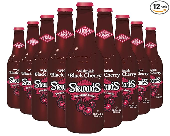 Stewart's Wishniak Black Cherry Soda 12 fl oz (12 Glass Bottles)