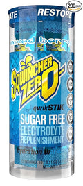 Sqwincher Zero Qwik Stik Sugar Free Mixed Berry Low Calorie Low Sodium Electrolyte Powder Hydration Drink Mix .11 oz Packet (Pack of 200)