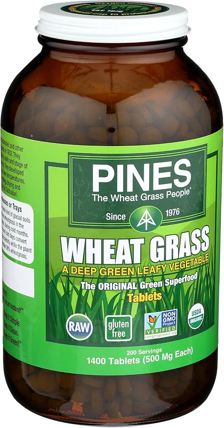 Pines Organic Wheat Grass 1400 Count Tablets