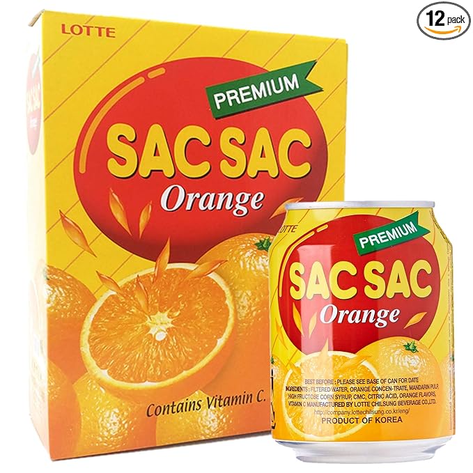 Korean Best Variety Energy Drink Box Deal - SACSAC RICE PUNCH PEAR JUICE - (SACSAC ORANGE 12 CANS)