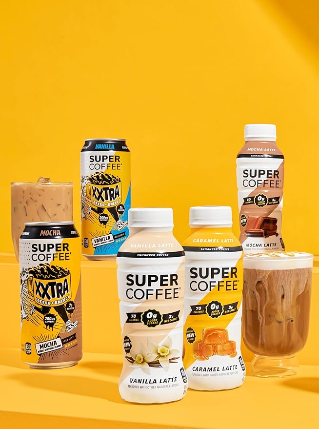 Super Coffee XXTRA Keto Protein Coffee (0g Added Sugar 7g Protein 130 Calories) [Vanilla] 15 Fl Oz 12 Pack | Iced Smart Coffee Drinks - SoyFree GlutenFree