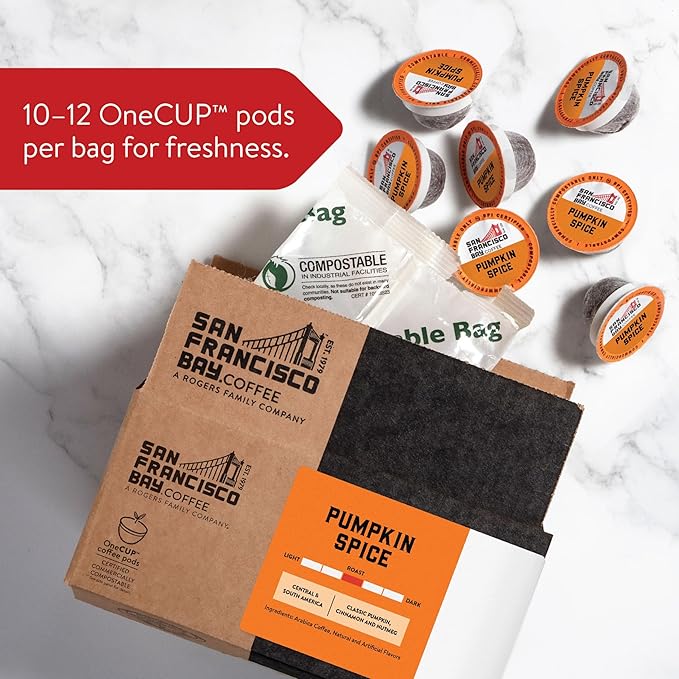 San Francisco Bay Compostable Coffee Pods - Pumpkin Spice (80 Ct) K Cup Compatible including Keurig 2.0 Flavored Medium Roast