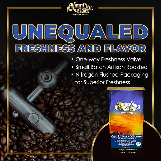Mt. Whitney Organic Mammoth Espresso Low Acid Coffee (Ground 12 Oz)