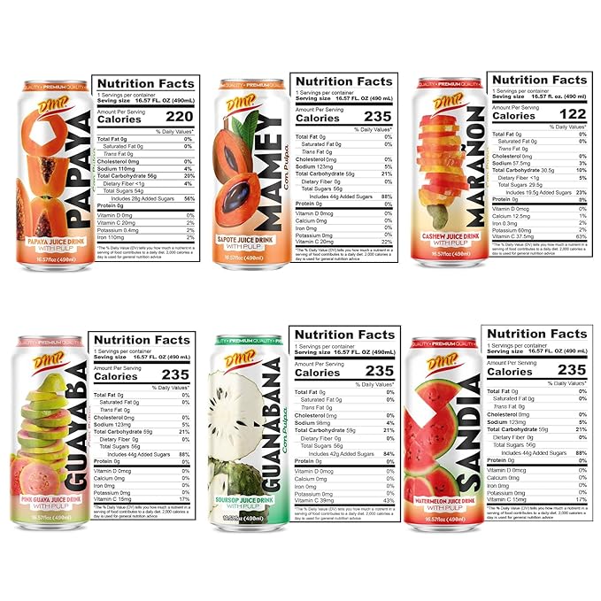 De Mi País Paradise Juice Pack with Mamey Cashew Papaya Guava Watermelon Soursop – Refreshing Canned Fruit Beverages Best Served Cold | 16.5 Fl Oz (Paradise) | 6-Pack