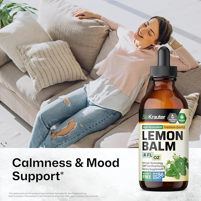 BIO KRAUTER Lemon Balm Tincture 4 Fl. Oz. &amp Olive Leaf Tincture 4 Fl. Oz.