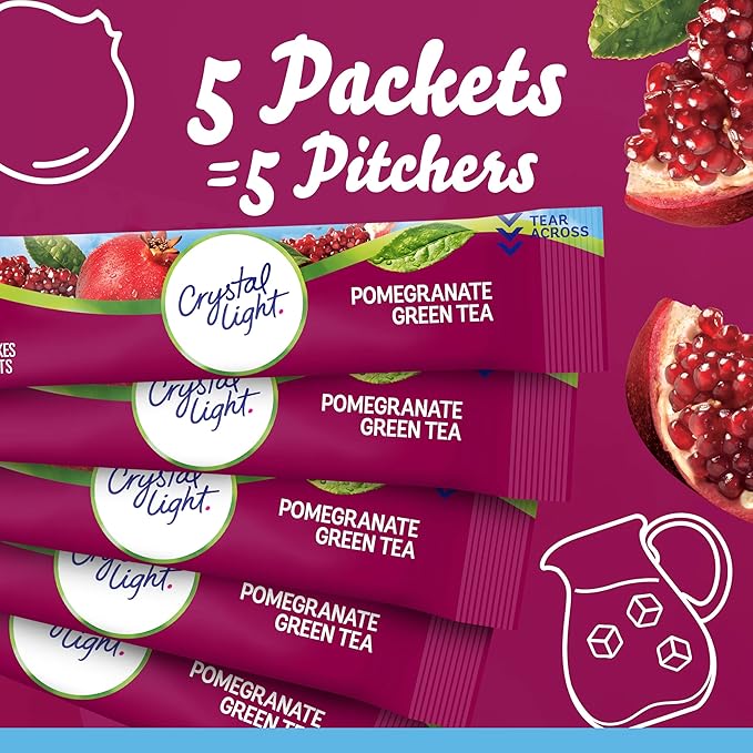 Crystal Light Pomegranate Green Tea Drink Mix 10 Quart Canister (Pack of 6 Canisters)