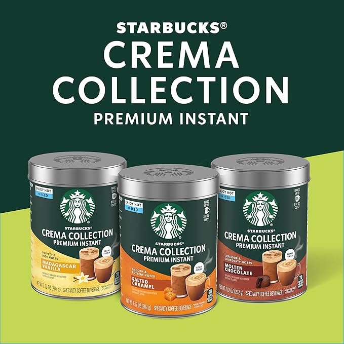 Starbucks Crema Collection Premium Instant Salted Caramel Flavored Instant Coffee 100% Arabica Beans 3 Tins (7.12 Oz Each)