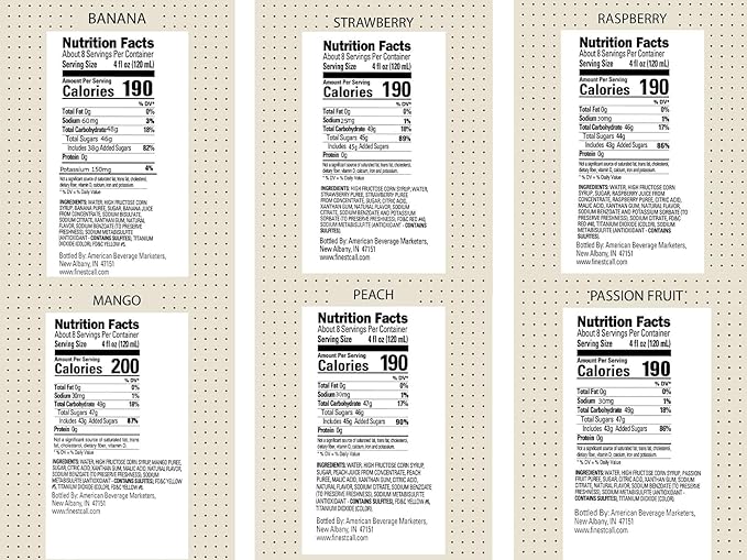 Finest Call Premium Fruit Puree Drink Mix 1 Liter Bottles (33.8 Fl Oz) Variety Pack of 6