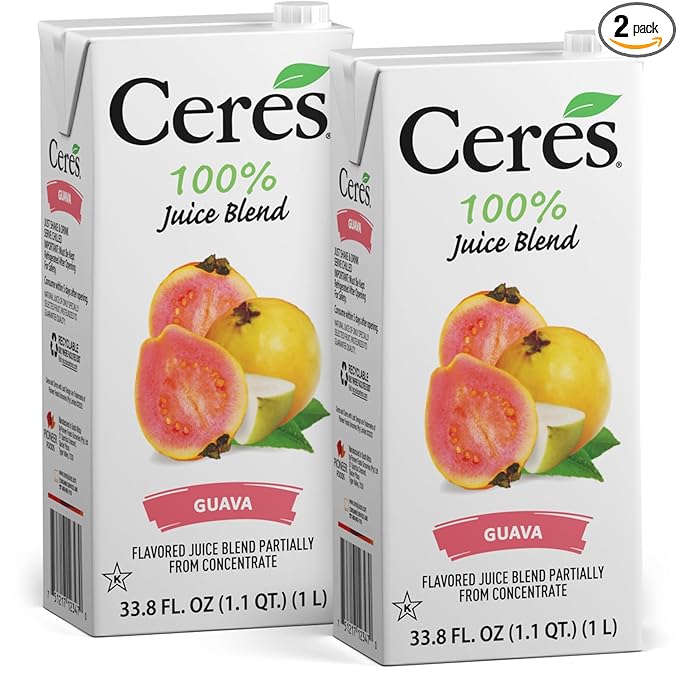 Ceres 100% All Natural Pure Fruit Juice Blend Guava - Gluten Free Rich in Vitamin C No Added Sugar or Preservatives Cholesterol Free - 33.8 FL OZ (Pack of 2)