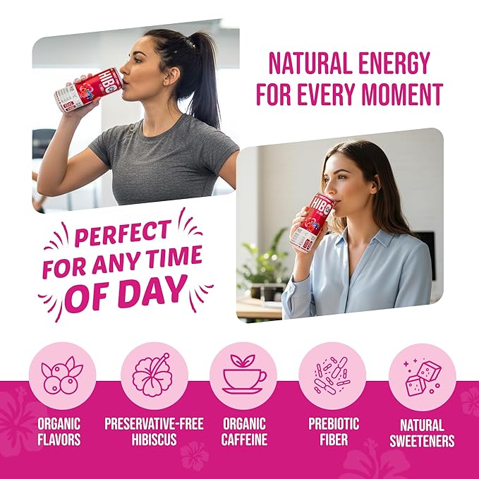 HIBO Healthy Energy Drinks Sugar Free – Gluten-Free &amp Gut-Friendly Prebiotic Fiber w/ 140mg Caffeine &amp 60mg Green Coffee Extract Electrolytes – Supports Immunity &amp Focus - Pack of 12 Che