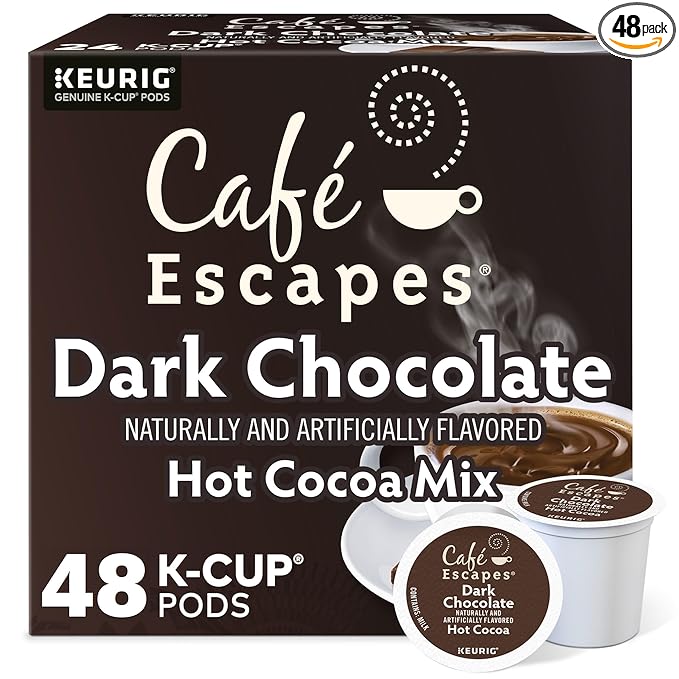 Cafe Escapes Dark Chocolate Hot Cocoa Single-Serve Keurig K-Cup Pods 48 Count (2 Boxes of 24 Pods)