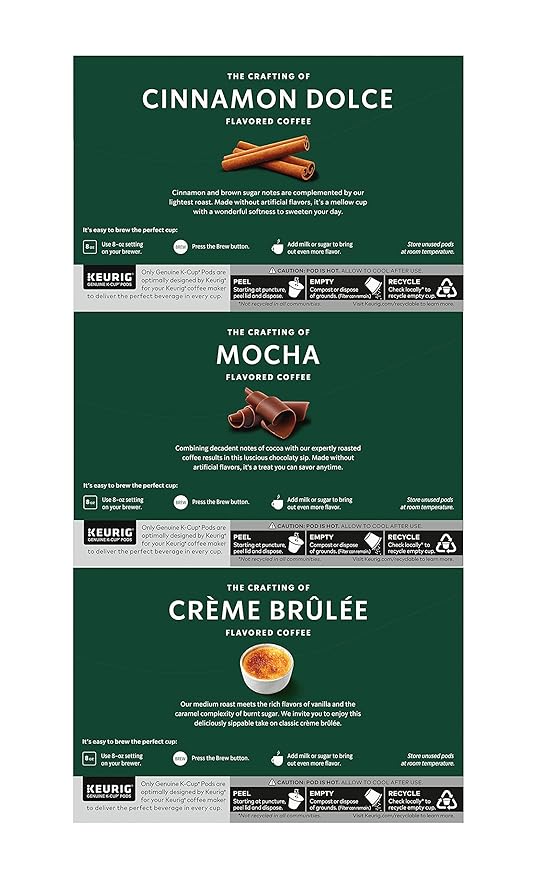Starbucks Coffee K-Cup Variety Pack 1 Cinnamon Dolce 1 Hazelnut 1 Mocha 1 Cr�me Brulee 1 Maple Pecan 1 Caramel 10 CT K-Cups 1 CT