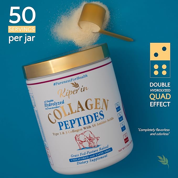 100% Pure &amp Natural Collagen Peptides | x2 Hydrolyzed Collagen for Women | Clinically Proven | Boost Skin Hair Nail Joint.. &amp Diet | Pureness for Health Principle | Unflavored (Standard)