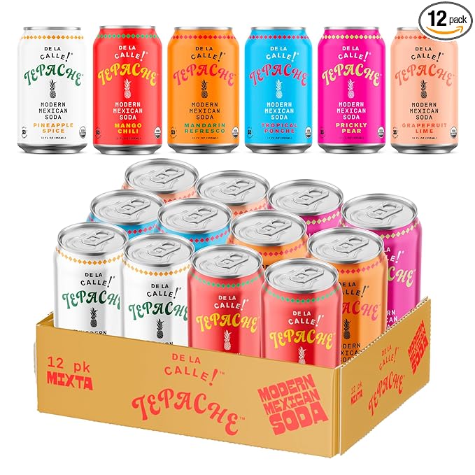 De La Calle Tepache - Mixta Variety Pack - Modern Mexican Soda - Craft Fermented Pineapple Sparkling Beverage - Certified Organic Antioxidant Rich Non-Alcoholic Healthy Soda Low Sugar Low Calorie