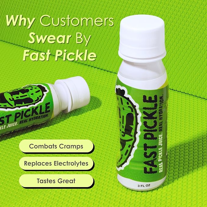 Fast Pickle Juice Pickle Shots For Leg Cramps Relief - Hydration &amp Electrolyte Support No Sugar Natural Ingredients - 3 Oz 12 Pack