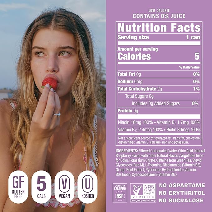 GORGIE Sugar Free Natural Energy Drinks Wild Berry (12 Pack) - Healthy Energy Drinks - Natural Coffee Replacement with Green Tea Caffeine and Biotin - 150mg Caffeine Vegan &amp Low Calorie