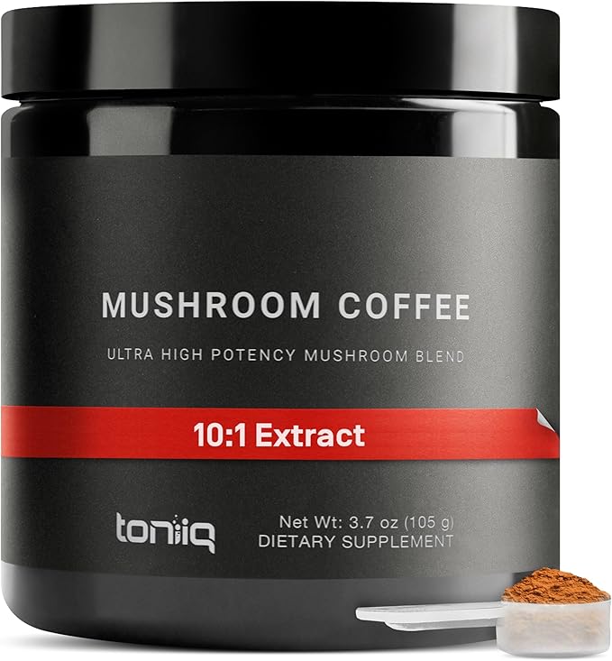Mushroom Coffee - Ultra High Potency 10:1 Concentrated Extract - Colombian Sourced Beans with 10 Mushroom Blend Lion's Mane &amp Cordyceps - Rich &amp Functional Coffee Alternative - Third-Party La