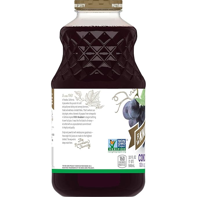 R.W. Knudsen Organic Just Concord Grape Juice 32 Ounces (Packaging May Vary) (Pack of 5)