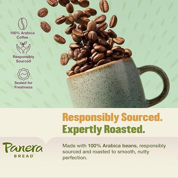 Panera Caramel Light Roast Ground Coffee 100% Arabica Naturally Flavored Caramel Rich Buttery Taste Sustainably Sourced 12oz Bag Pack of 6 (72 oz Total)