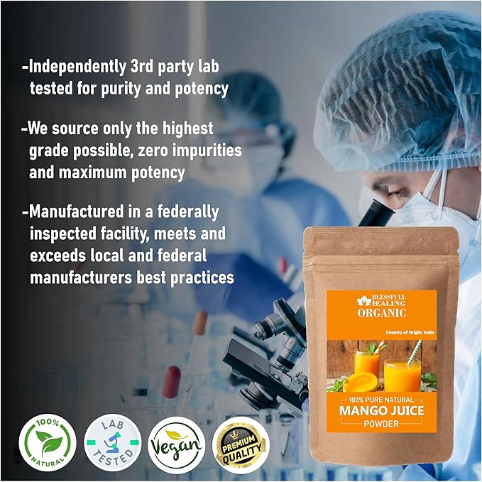 Blessfull Healing Organic Mango Juice Powder 100% Pure Natural 300 Gram / 10.58 oz