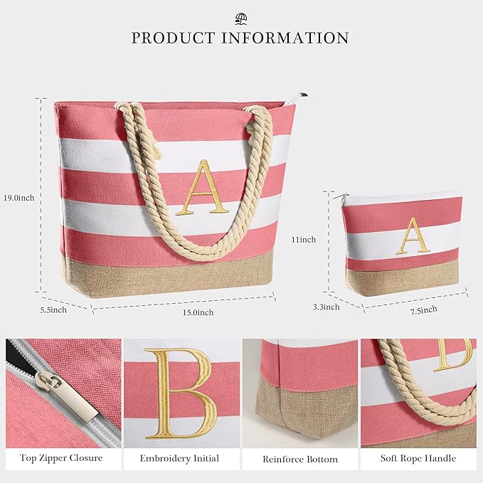 YOOLIFE Beach Bags for Women - Travel Canvas Beach Tote Pool Waterproof Bag Travel Essentials Gifts for Women Birthday