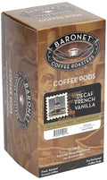 Baronet Coffee Pods [DECAF French Vanilla-54 Pods] Flavored Single Cup Use Like Senseo [3 Boxes of 18 Single Serve 10 Gram] Regular Strength Med Roast [Decaf Fr Van]
