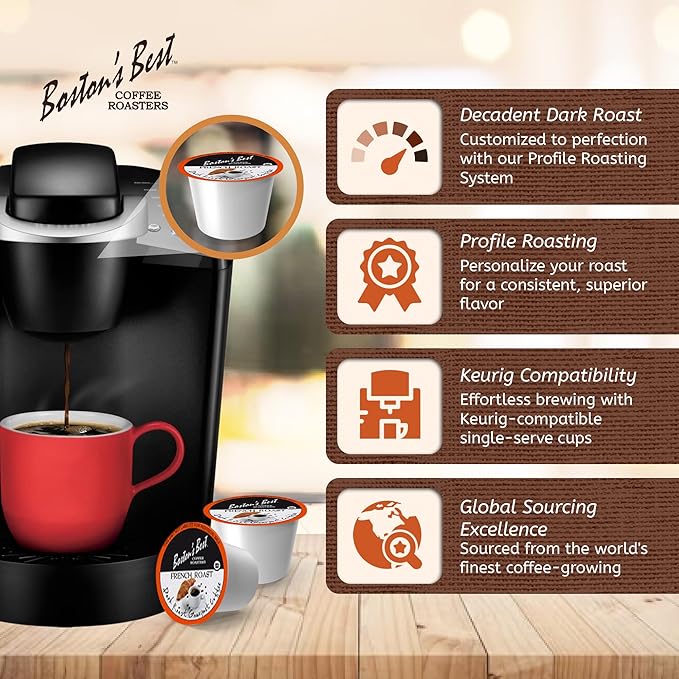 Boston’s Best - Rich &amp Bold French Roast Gourmet Delectable Dark Roast Coffee Compatible with Keurig Coffee Maker 1 Count (42 Single Serve Cups)
