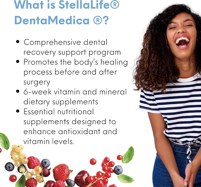 StellaLife DentaMedica Vegan Daily Multivitamin Nutritional Support for Faster Dental Surgery Recovery VIT D3 K2 C B Zinc CoQ10 Magnesium Healthy Bones &amp Gums Non-GMO GMP USA 168 Capsules